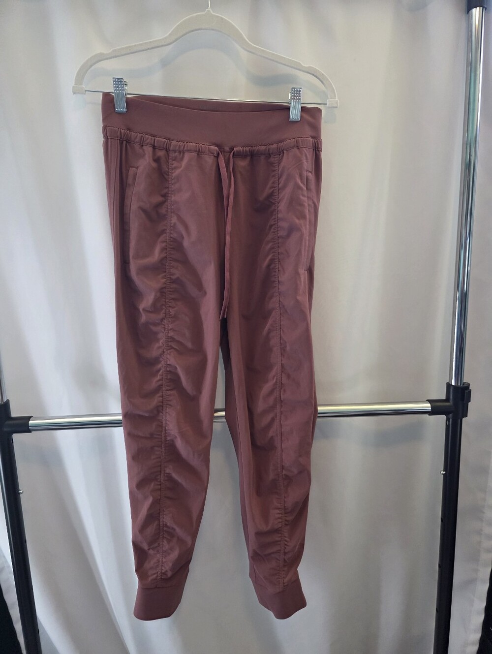 Athleta Dusty Rose Drawstring Attitude II Pant Pink Ruched Jogger Pants